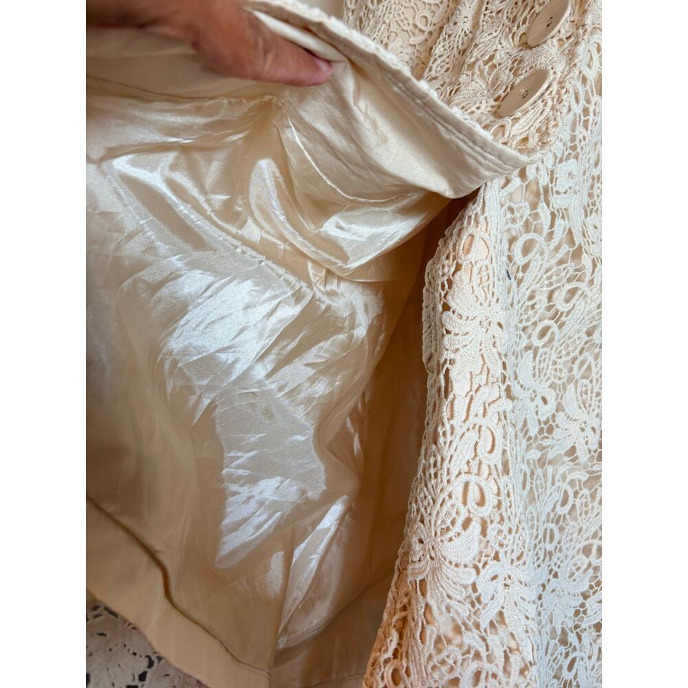 Anthropologie RYU Lace Jacket Cream Lined Collar Large Vintage Revival Romantic - Picture 6 of 8